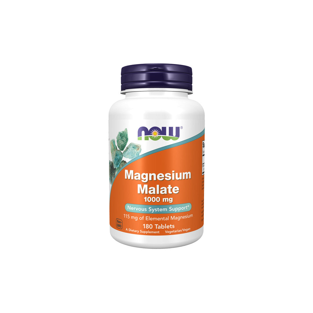 Now Foods Malato de magnesio 1000 mg 180 comprimidos.