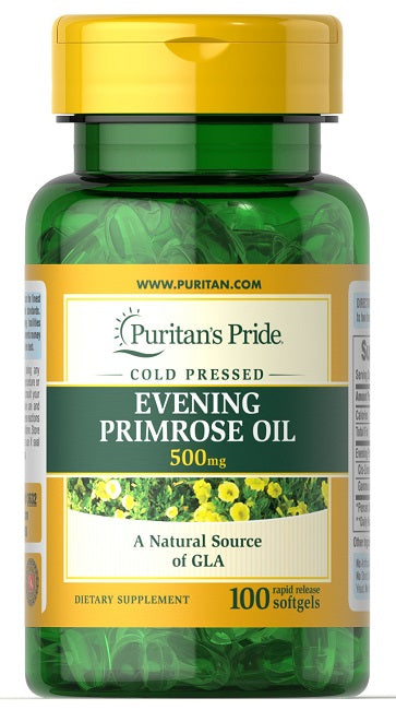 Puritan's Pride Aceite de Onagra 500 mg con GLA 100 cápsulas blandas de liberación rápida.
