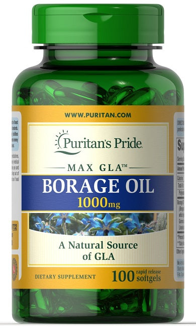 Puritan's Pride Aceite de borraja 1000 mg 100 cápsulas blandas de liberación rápida, un complemento alimenticio.