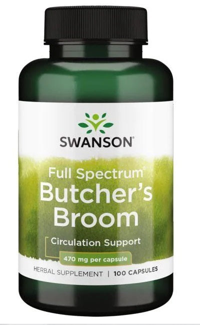 Swanson El rusco es un complemento alimenticio disponible en 100 cápsulas de 470 mg cada una.