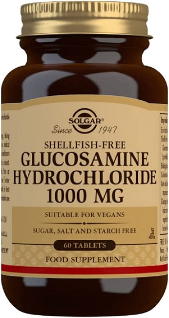 Un bote de Solgar's Clorhidrato de glucosamina 1000 mg 60 comprimidos.