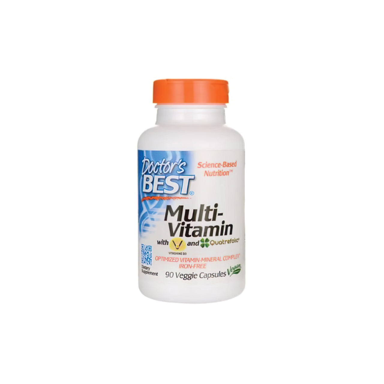 El mejor Doctor's Best Multivitamínico 90 cápsulas vegetales para reforzar el sistema inmunitario, repleto de minerales esenciales, sobre fondo blanco.