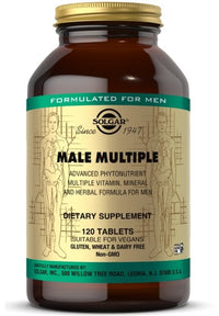 Miniatura de Un frasco de Solgar Multivitaminas y Minerales Múltiples Masculinos para Hombres 120 Comprimidos.