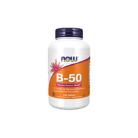 Thumbnail for Now Foods Vitamins B-50 complex - 250 tablets for cardiovascular health and mental health.