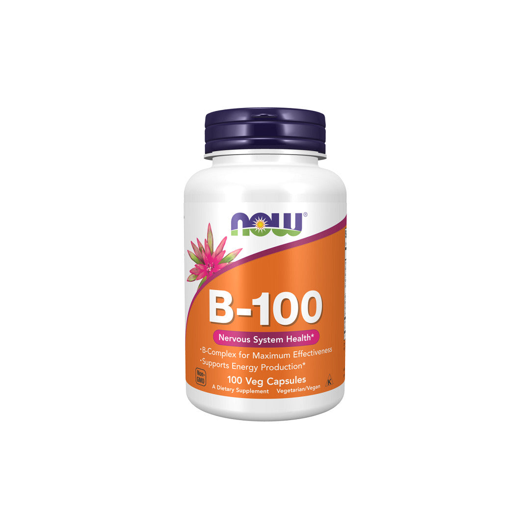 Now Foods Complejo vitamínico B-100 mg 100 cápsulas vegetales para la salud inmunitaria.