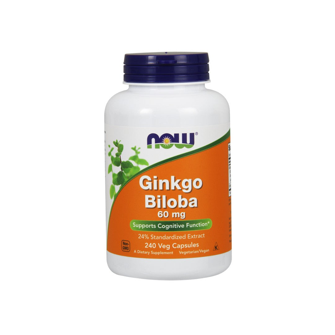 Now Foods Extracto de Ginkgo Biloba 24% 60 mg 240 cápsulas vegetales.
