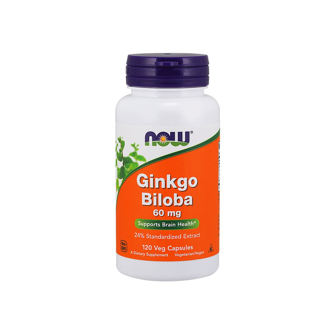 Now Foods Extracto de Ginkgo Biloba 24% 60 mg 120 cápsulas vegetales.