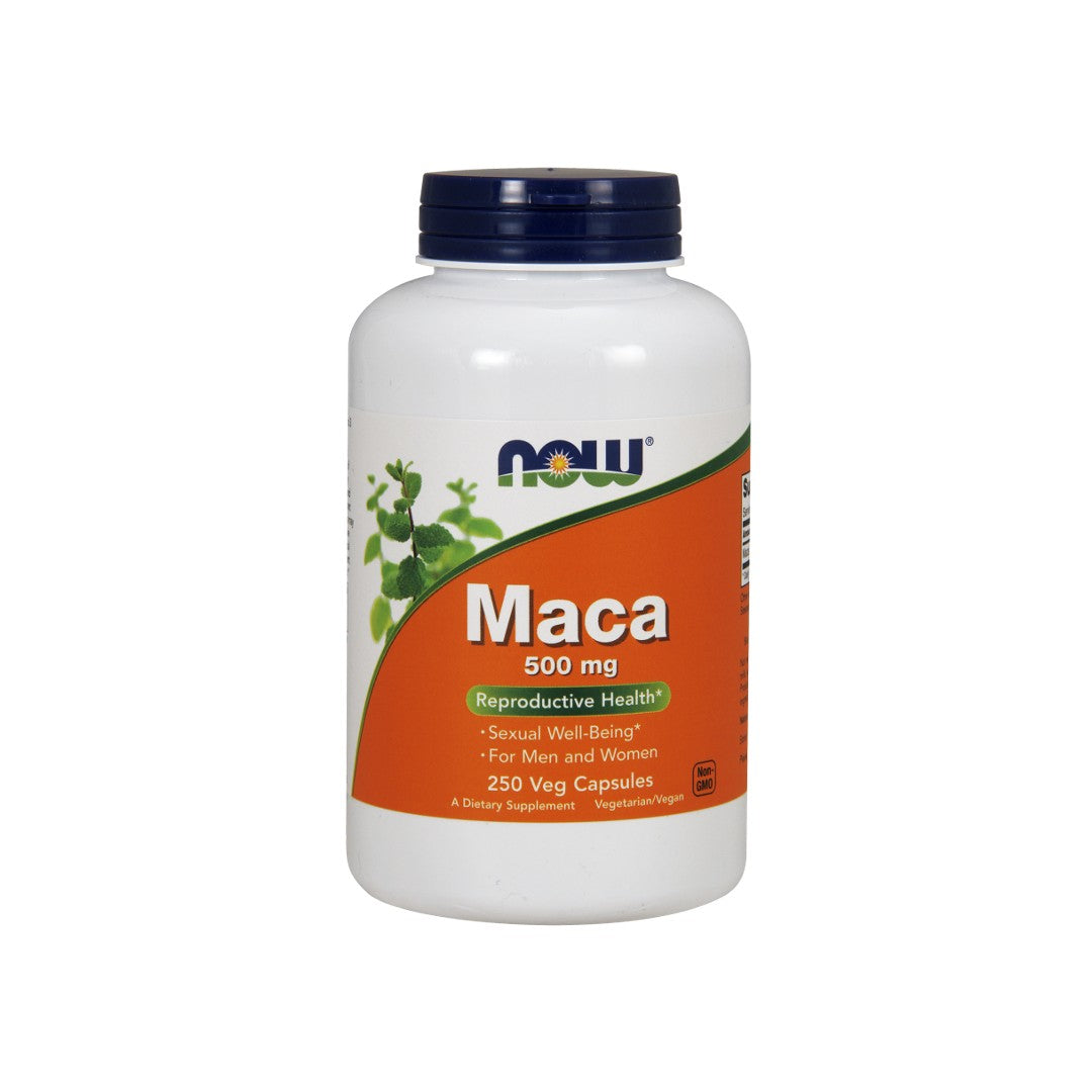 Now Foods Maca 500 mg 250 cápsulas vegetales.