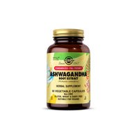 Thumbnail for Un frasco de Solgar Ashwagandha 400 mg 60 cápsulas con vitamina c.