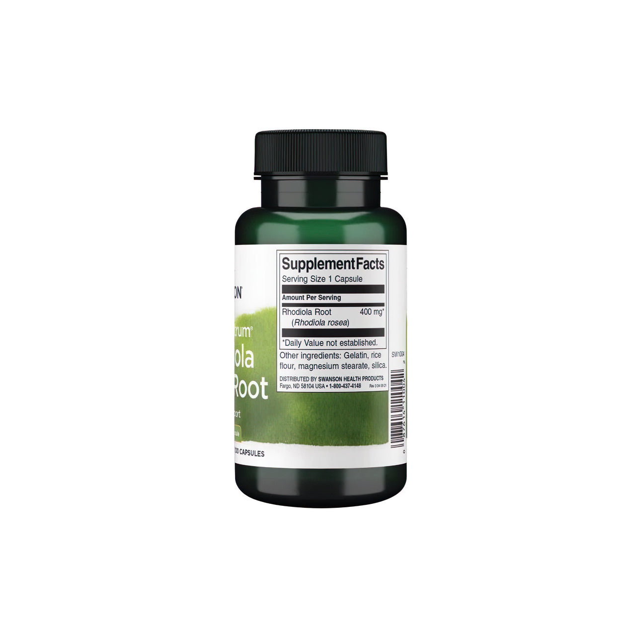 Swanson Raíz de Rhodiola Rosea 400 mg 100 Cápsulas - una hierba adaptógena para combatir el estrés.