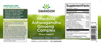 Miniatura de Swanson Adaptogenic Complex Rhodiola, Ashwagandha & Ginseng - 60 cápsulas.