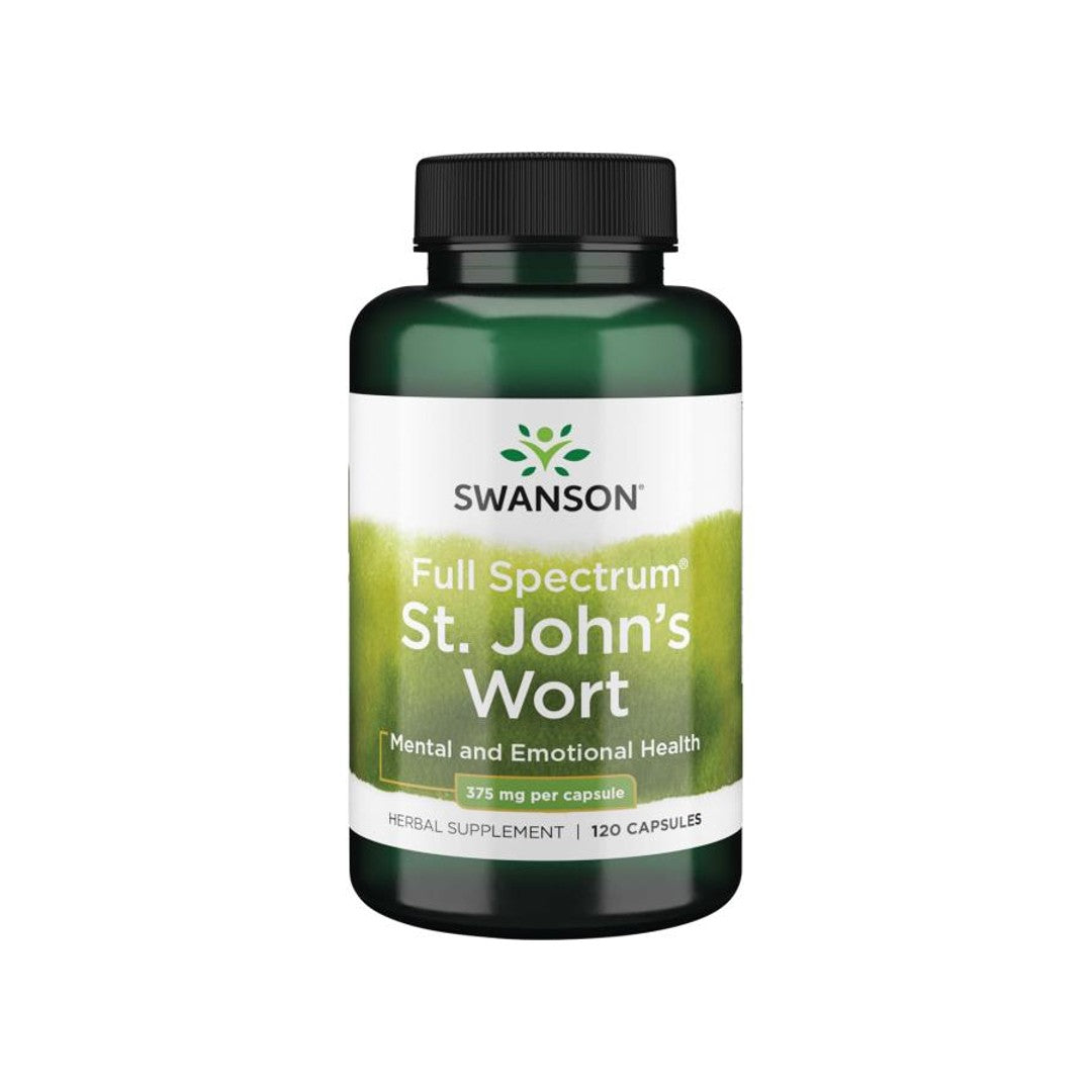 Swanson Hierba de San Juan - 375 mg 120 cáps. Favorece el bienestar emocional mediante la regulación del estado de ánimo.