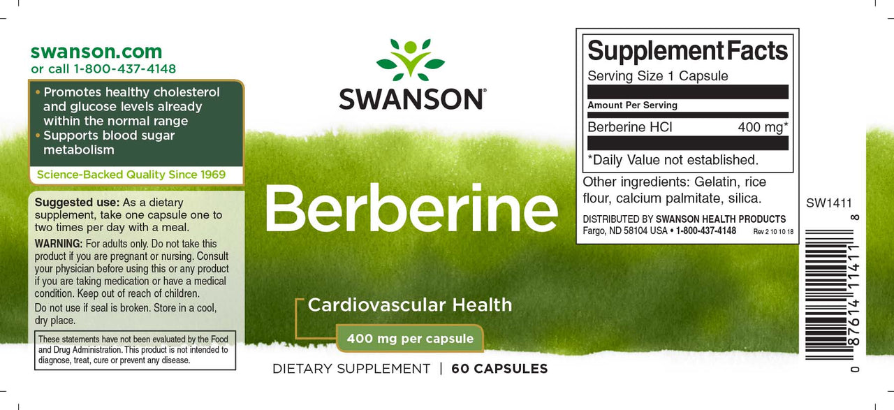 Swanson Berberina - 400 mg 60 cápsulas es un complemento alimenticio.