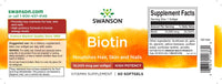 Miniatura de la etiqueta del suplemento dietético Swanson Biotin - 10000 mcg 60 softgel.