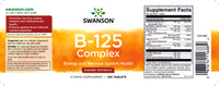 Thumbnail for Bottle label of Swanson Vitamin B-125 Complex vitamins emphasizing energy, cardiovascular health, and nervous system health, with nutritional information on the side.