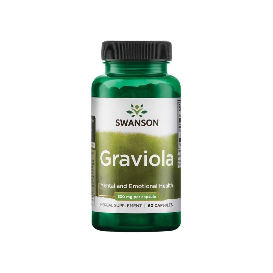 Un frasco de Swanson Graviola - 530 mg 60 cápsulas.