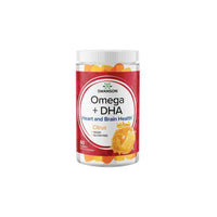 Miniatura de Un tarro de Swanson Omega plus DHA 60 gominolas - Cítricos sobre fondo blanco, que aportan ácidos grasos esenciales para promover la salud del corazón y controlar los niveles de colesterol y triglicéridos.