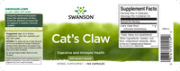 Miniatura de la etiqueta del suplemento Swanson's Cats Claw - 500 mg 100 capsules.