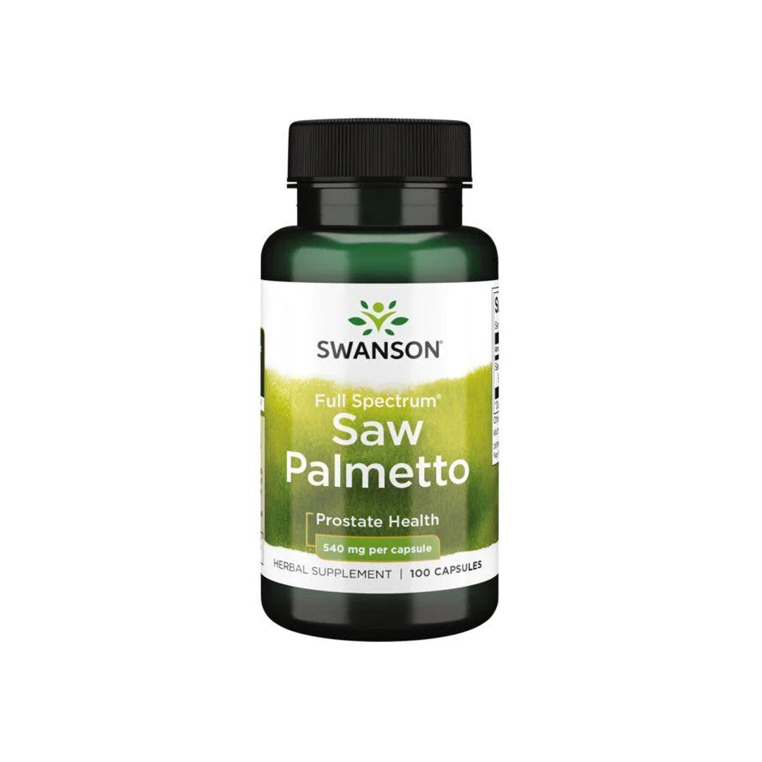 Swanson Saw Palmetto - 540 mg 100 cápsulas para el apoyo de la próstata.