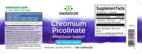Miniatura de Una etiqueta con Swanson Picolinato de cromo - 200 mcg 100 cápsulas.