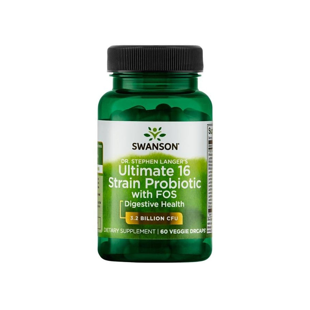 Swanson ultimate 16 strain probiotic with FOS - 60 cápsulas vegetales.