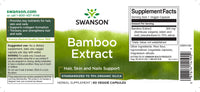 Etiqueta del suplemento dietético Swanson Bamboo Extract - 300 mg 60 cápsulas vegetales.