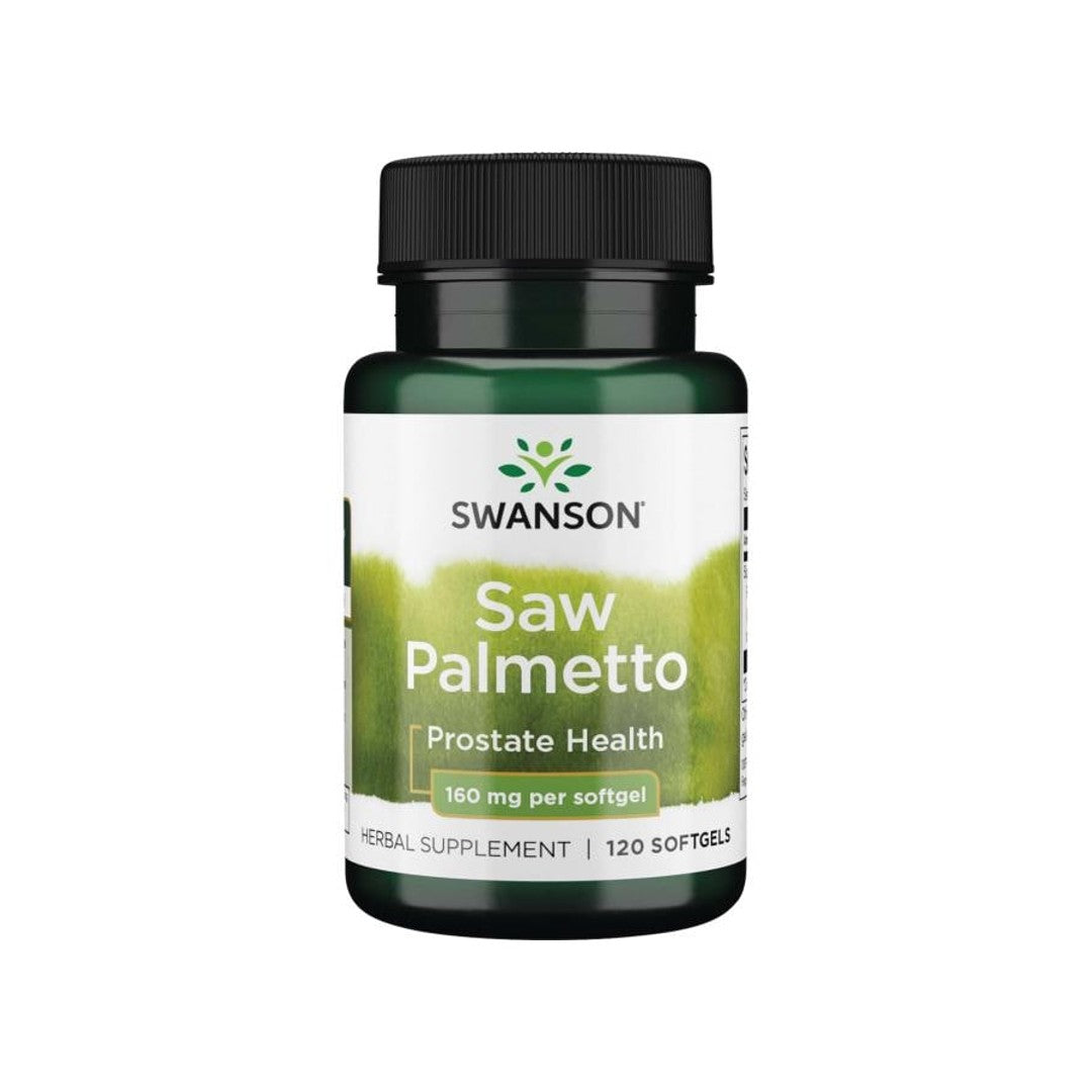 Swanson Saw Palmetto - 160 mg 120 cápsulas blandas favorece la salud de la próstata y el equilibrio hormonal.
