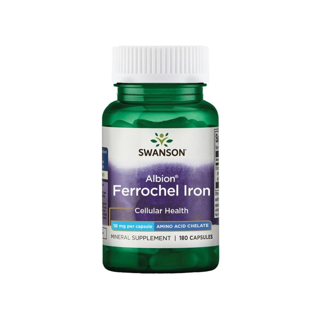 Swanson Ferrochel Hierro - 18 mg 180 cápsulas Albion Quelado