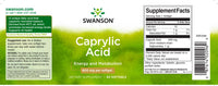 Miniatura de una etiqueta de suplemento dietético para Swanson Caprylic Acid - 600 mg 60 softgel.