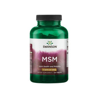 Thumbnail para Un fondo blanco que muestra un frasco de Swanson MSM - 1.500 mg 120 comprimidos, conocido por sus beneficios para la salud articular y sus propiedades antiinflamatorias.