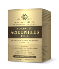 Thumbnail for Una caja de Solgar's Advanced Acidophilus Plus 60 cápsulas vegetales.