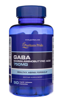 Miniatura de Un frasco de Puritan's Pride GABA 750 mg 90 cáps. Suplemento con 750 mg de ácido gamma linolénico.