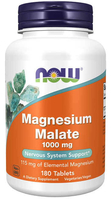 Ahora Now Foods Malato de magnesio 1000 mg 180 comprimidos.