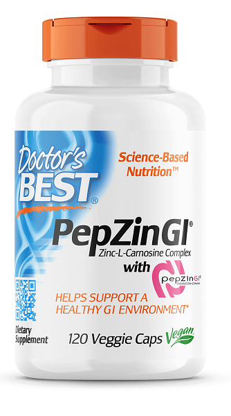 Doctor's Best PepZin GI 120 cápsulas vegetales suplemento dietético para las molestias estomacales ocasionales y la salud del estómago.