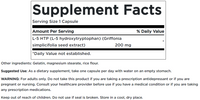 Miniatura de una etiqueta de Swanson's 5-HTP Maximum Strength 200 mg 60 Capsules supplement.