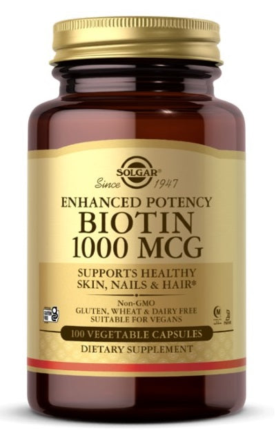 SolgarBiotin 1000 mcg 100 vcaps ofrece una potencia mejorada como suplemento dietético.
