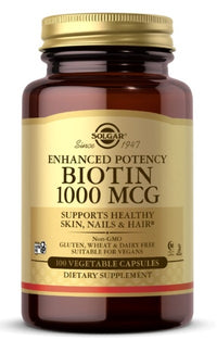 Miniatura de Solgar's Biotin 1000 mcg 100 vcaps ofrece una mayor potencia como suplemento dietético.